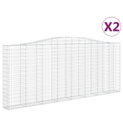 Kosze gabionowe, 2 szt, 400x30x160/180 cm, galwanizowane żelazo