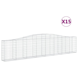 Kosze gabionowe, 15 szt, 400x30x80/100 cm, galwanizowane żelazo