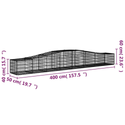 Kosze gabionowe, 2 szt, 400x50x40/60 cm, galwanizowane żelazo