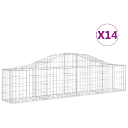 Kosze gabionowe, 14 szt, 200x30x40/60 cm, galwanizowane żelazo