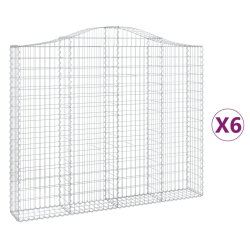 Kosze gabionowe, 6 szt, 200x30x160/180 cm, galwanizowane żelazo
