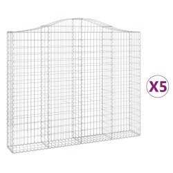 Kosze gabionowe, 5 szt, 200x30x160/180 cm, galwanizowane żelazo