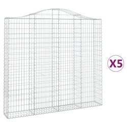 Kosze gabionowe, 5 szt, 200x30x180/200 cm, galwanizowane żelazo