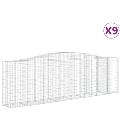 Kosze gabionowe, 9 szt, 400x50x120/140 cm, galwanizowane żelazo