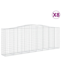 Kosze gabionowe, 8 szt, 400x50x140/160 cm, galwanizowane żelazo