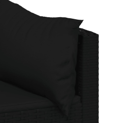 Narożne moduły sofy z poduszkami, 2 szt., czarne, polirattan