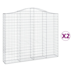 Kosze gabionowe, 2 szt, 200x30x160/180 cm, galwanizowane żelazo