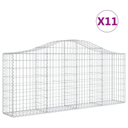Kosze gabionowe, 11 szt, 200x30x80/100 cm, galwanizowane żelazo