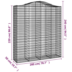 Kosze gabionowe, 4 szt, 200x50x220/240 cm, galwanizowane żelazo