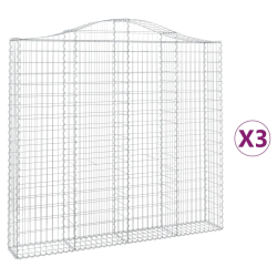 Kosze gabionowe, 3 szt, 200x30x180/200 cm, galwanizowane żelazo