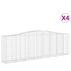 Kosze gabionowe, 4 szt, 400x50x120/140 cm, galwanizowane żelazo