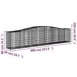 Kosze gabionowe, 10 szt, 400x50x80/100 cm, galwanizowane żelazo