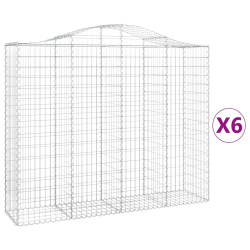 Kosze gabionowe, 6 szt, 200x50x160/180 cm, galwanizowane żelazo