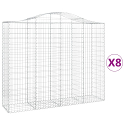 Kosze gabionowe, 8 szt, 200x50x160/180 cm, galwanizowane żelazo