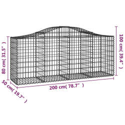 Kosze gabionowe, 18 szt, 200x50x80/100 cm, galwanizowane żelazo