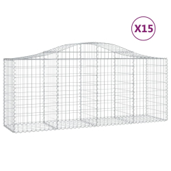 Kosze gabionowe, 15 szt, 200x50x80/100 cm, galwanizowane żelazo