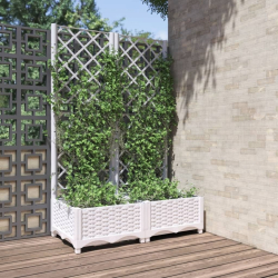 Donica ogrodowa z kratką, biała, 80x40x121,5 cm, PP