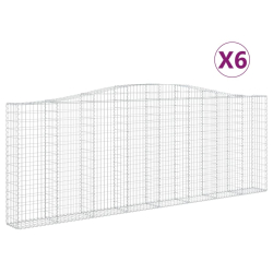 Kosze gabionowe, 6 szt, 400x30x140/160 cm, galwanizowane żelazo