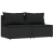 Środkowe moduły sofy z poduszkami, 2 szt., czarne, polirattan