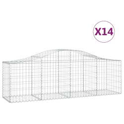 Kosze gabionowe, 14 szt, 200x50x60/80 cm, galwanizowane żelazo