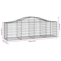 Kosze gabionowe, 3 szt, 200x50x60/80 cm, galwanizowane żelazo