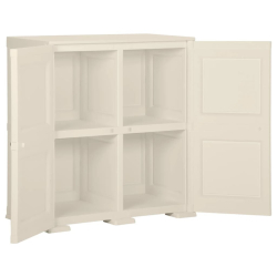Szafka plastikowa, 79x43x85,5 cm, wygląd drewna, kremowa