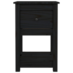 Szafki nocne, 2 szt., czarny, 40x35x61,5cm, lite drewno sosnowe