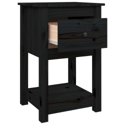 Szafki nocne, 2 szt., czarny, 40x35x61,5cm, lite drewno sosnowe