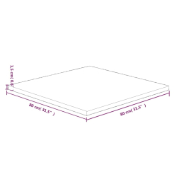 Kwadratowy blat do stolika, 80x80x1,5 cm, surowe drewno dębowe