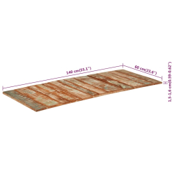 Blat stołu, 140x60x(1,5-1,6) cm, lite drewno z odzysku