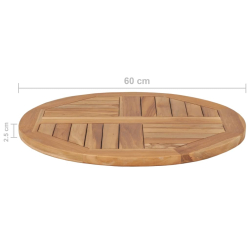 Blat stołu, lite drewno tekowe, okrągły, 60 cm