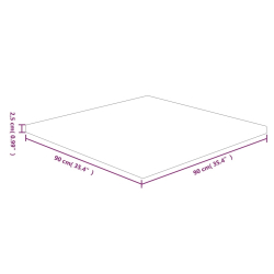 Kwadratowy blat do stolika, 90x90x2,5 cm, surowe drewno dębowe