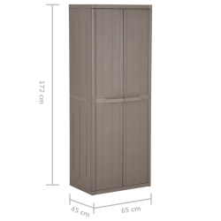 Szafka ogrodowa, brązowa 65x45x172 cm, PP stylizowane na drewno