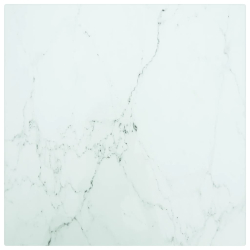 Blat stołu, biały, 30x30 cm, 6 mm, szkło ze wzorem marmuru