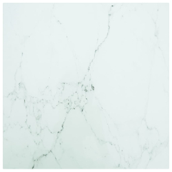 Blat stołu, biały, 60x60 cm, 6 mm, szkło ze wzorem marmuru