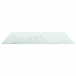 Blat stołu, biały, 60x60 cm, 6 mm, szkło ze wzorem marmuru