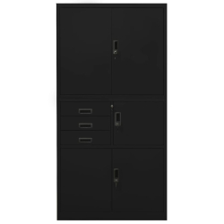 Szafa biurowa, czarna, 90x40x180 cm, stalowa