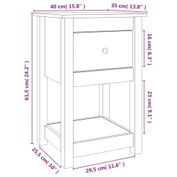 Szafka nocna, 40x35x61,5 cm, lite drewno sosnowe