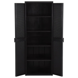 Szafka ogrodowa, czarna, 65x45x172 cm, rattan PP