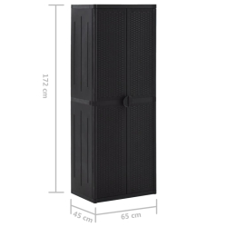 Szafka ogrodowa, czarna, 65x45x172 cm, rattan PP