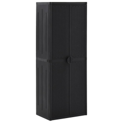 Szafka ogrodowa, czarna, 65x45x172 cm, rattan PP