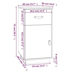 Szafka do biurka, 40x50x75 cm, lite drewno sosnowe
