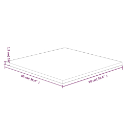 Kwadratowy blat do stolika, 90x90x1,5 cm, surowe drewno dębowe