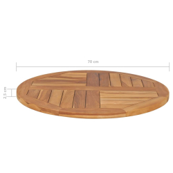 Blat stołu, lite drewno tekowe, okrągły, 2,5 cm, 70 cm