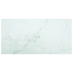 Blat stołu, biały, 100x50 cm, 6 mm, szkło ze wzorem marmuru