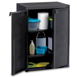 Szafka ogrodowa, czarna, 65x45x88 cm, rattan PP