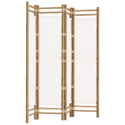 Składany parawan 4-panelowy, 160 cm, bambus i płótno