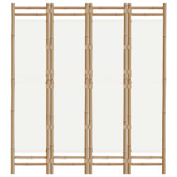 Składany parawan 4-panelowy, 160 cm, bambus i płótno