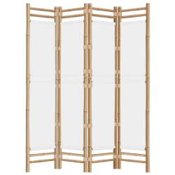 Składany parawan 4-panelowy, 160 cm, bambus i płótno