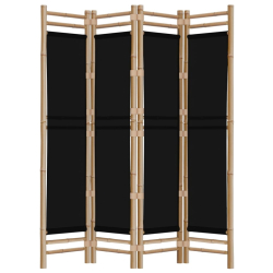 Składany parawan 4-panelowy, 160 cm, bambus i płótno